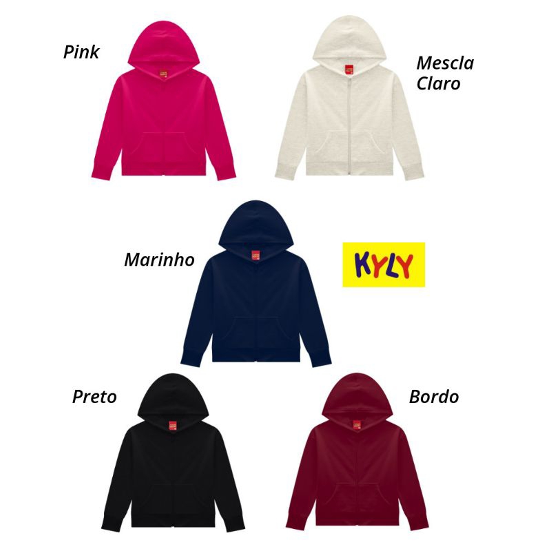 Jaqueta infantil moletom flanelado com capuz unisex Kyly tamanhos 4 ao 8  207894