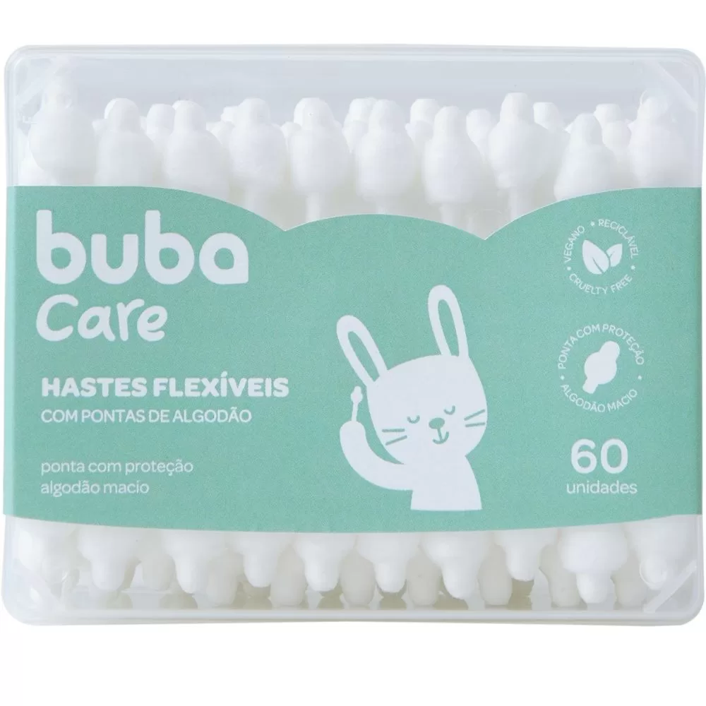 Cotonete Hastes Flexíveis Infantil 60un – Buba Care Cotonete Infantil Buba Care
