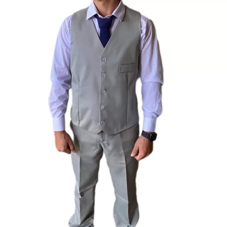 Colete Social Masculino Cinza Claro C/Regulagem Ó