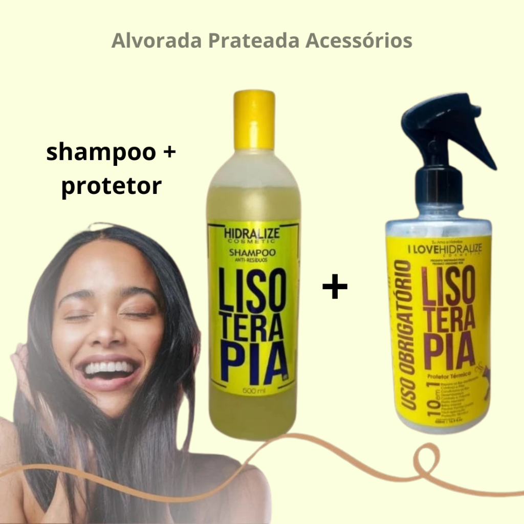 Shampoo Lisoterapia Anti- Resíduo 500 ML + Protetor Térmico Modelador Uso Obrigatório