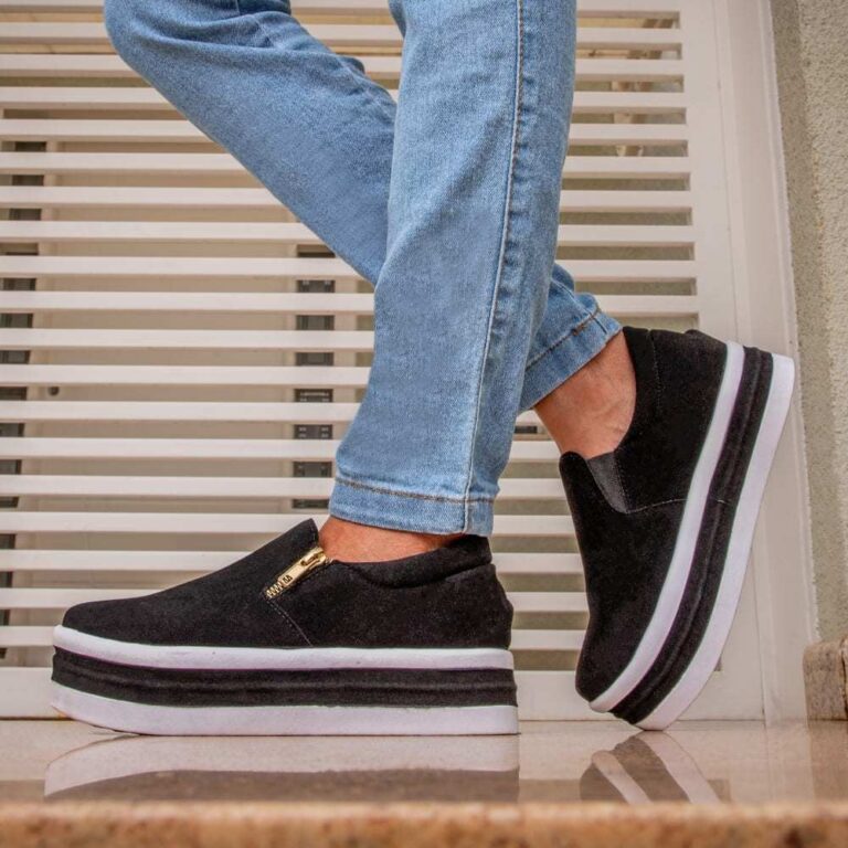Slip On Feminino Sola Alta Tênis Plataforma Com Z