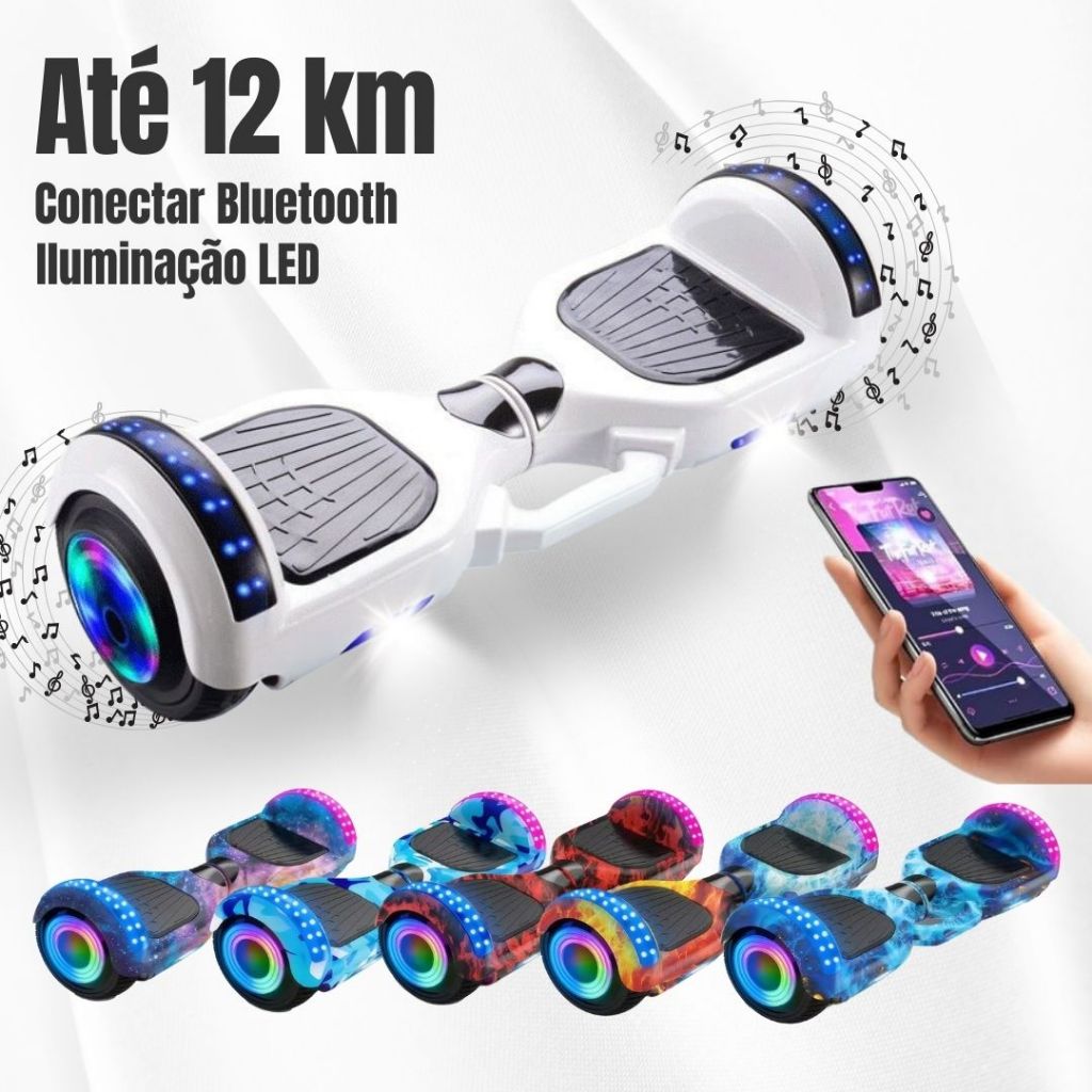 Hoverboard LED Skate Eletrico Vem com Bluetooth Hoverboard Infantil 6.5/8 | Presente Perfeito para C