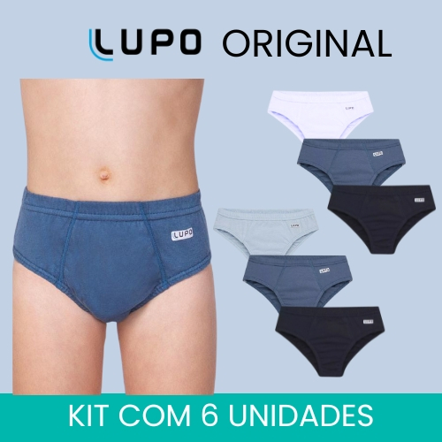 Kit 6 Cuecas Infantil Slip Algodão Lupo Original 