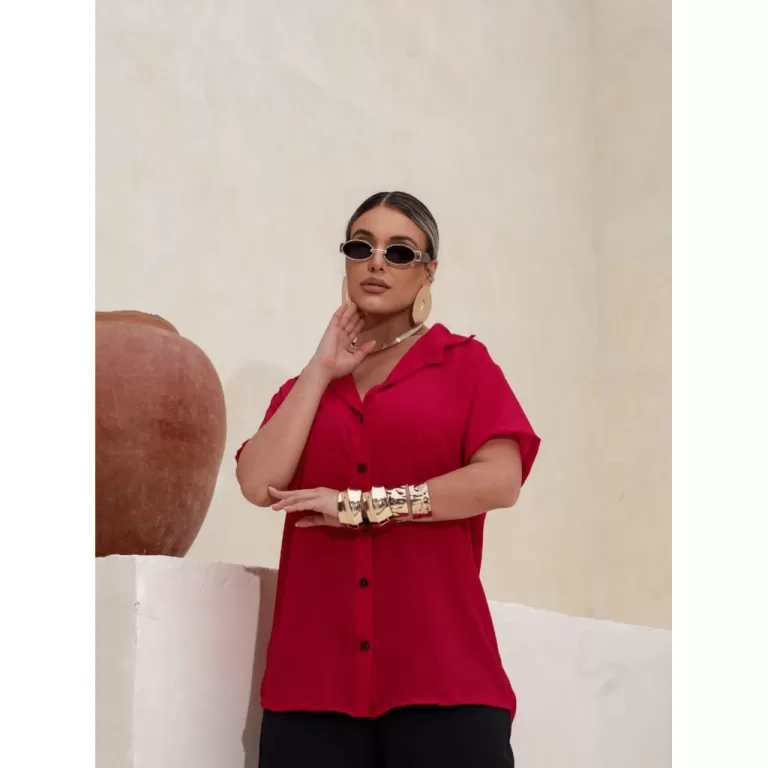 Camisa Feminina Botões Crepe Casual