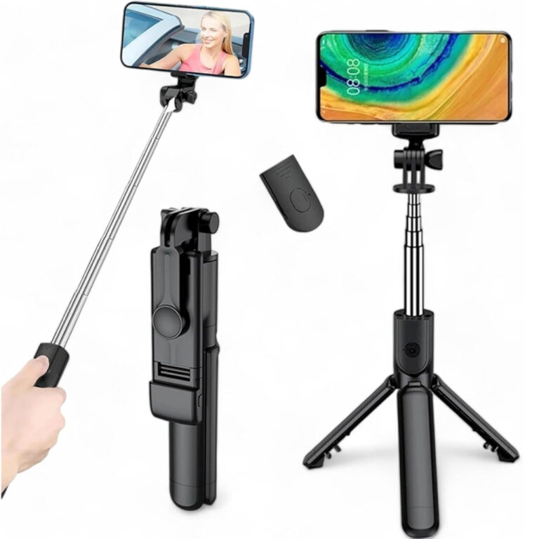 Bastão Pau de Selfie Tripé Retrátil Com Luz LED