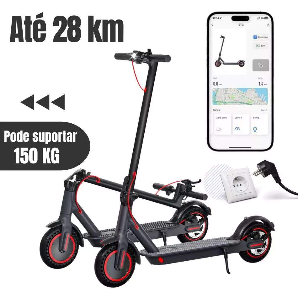 Patinete Elétrico para Adultos Dobrável 350W Leve| Autonomia 28KM | Suporta até 150KG para Transport