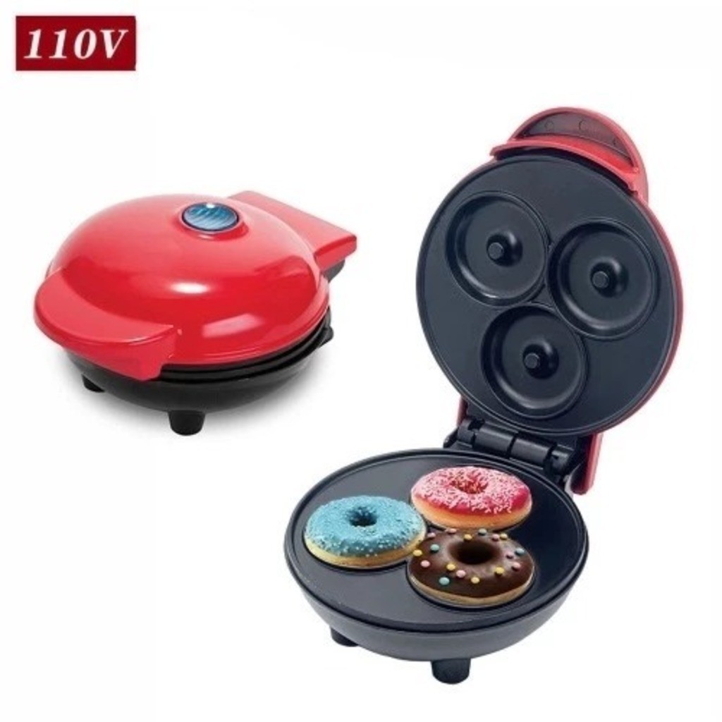 Mini Máquina de Donuts Elétrica 3 Furos – Cozimento Rápido 110V