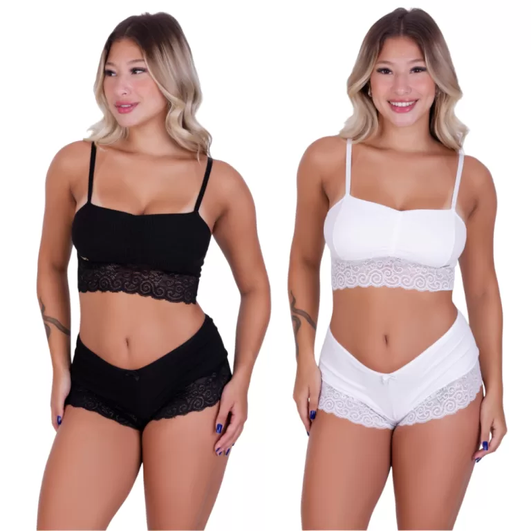 Kit 2 Conjunto Feminino Iza Sutiã com Alças Regu