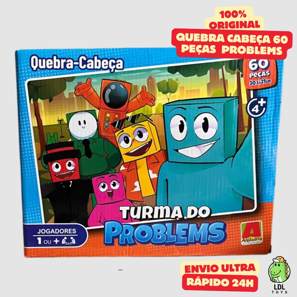 Quebra-Cabeça Turma do Problems 60 Peças Gamer Influenciador Youtuber Quebra Cabeça