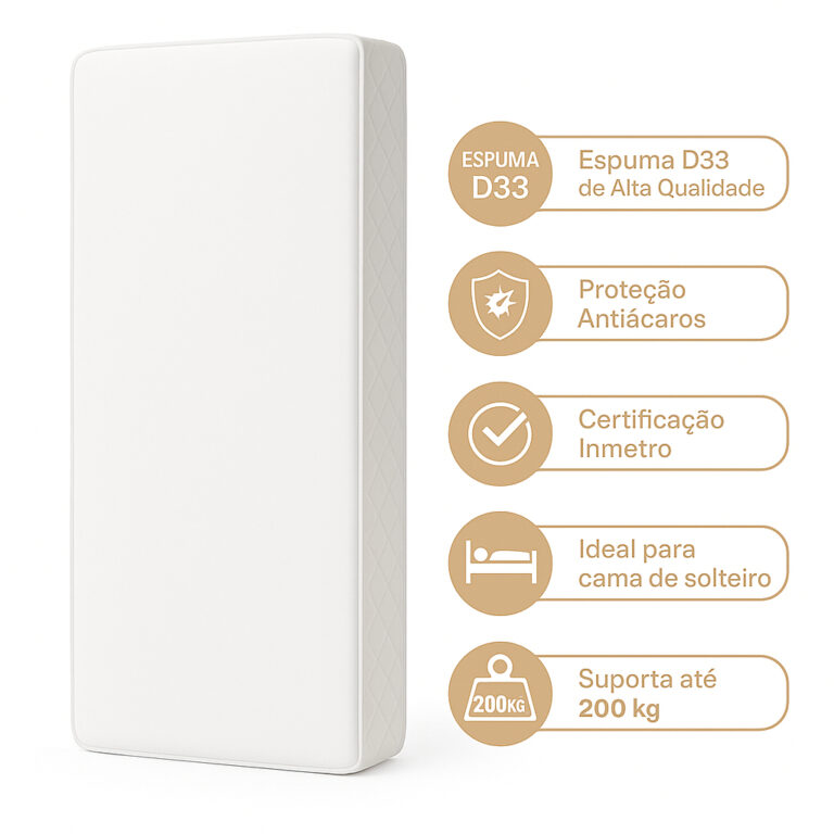 Colchão Solteiro Confortável Espuma D33 Firme 18