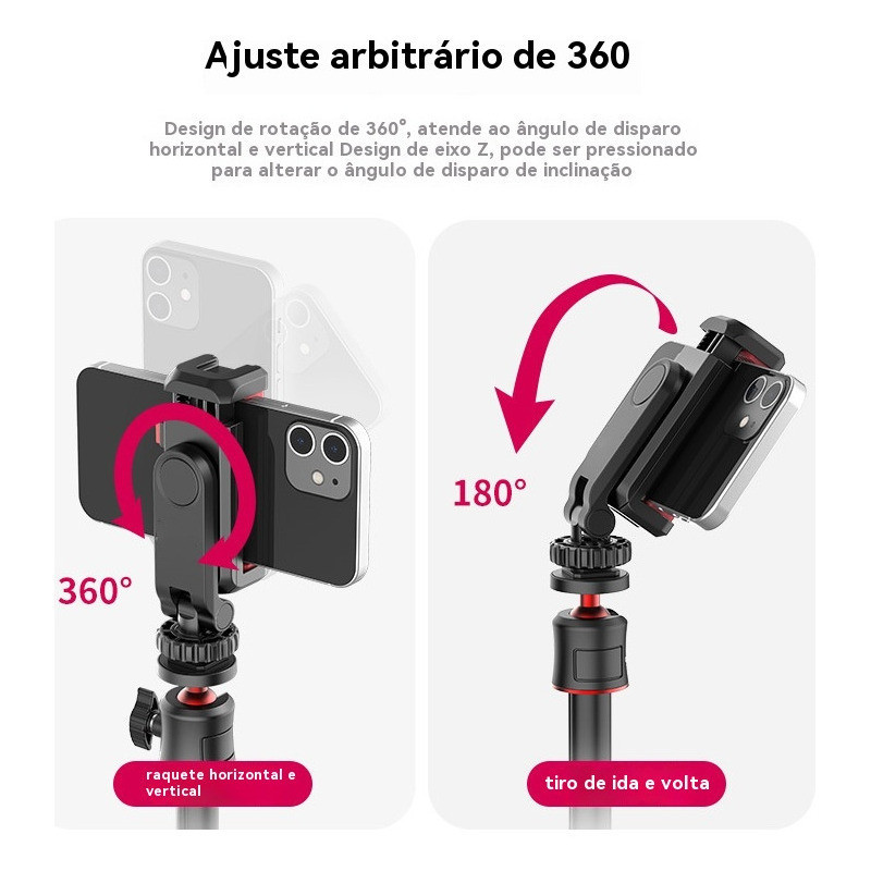 Suporte Ajustável 360°com Sapata Dupla Para Celular E Câmera