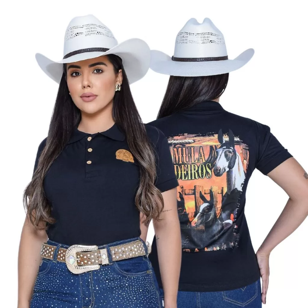 Camiseta Muladeiros Feminina Country Polo Cavalgada Rodeio Baby Look
