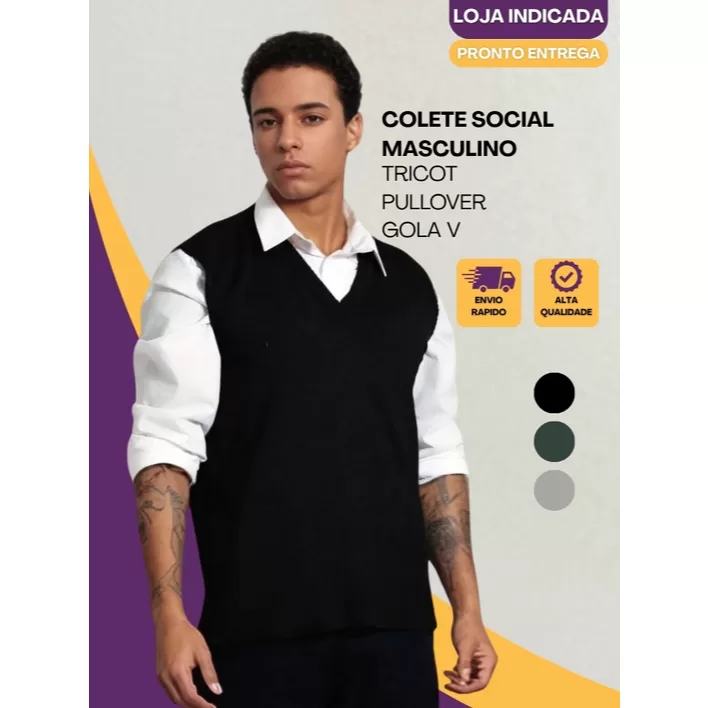 Colete Social Masculino de Tricot Pullover Origina