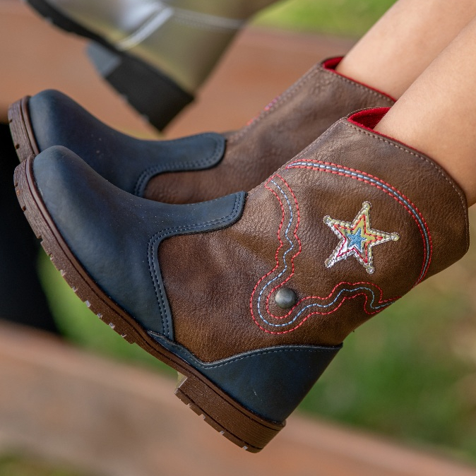 Bota Botina Texana Infantil Unissex Country Marinh