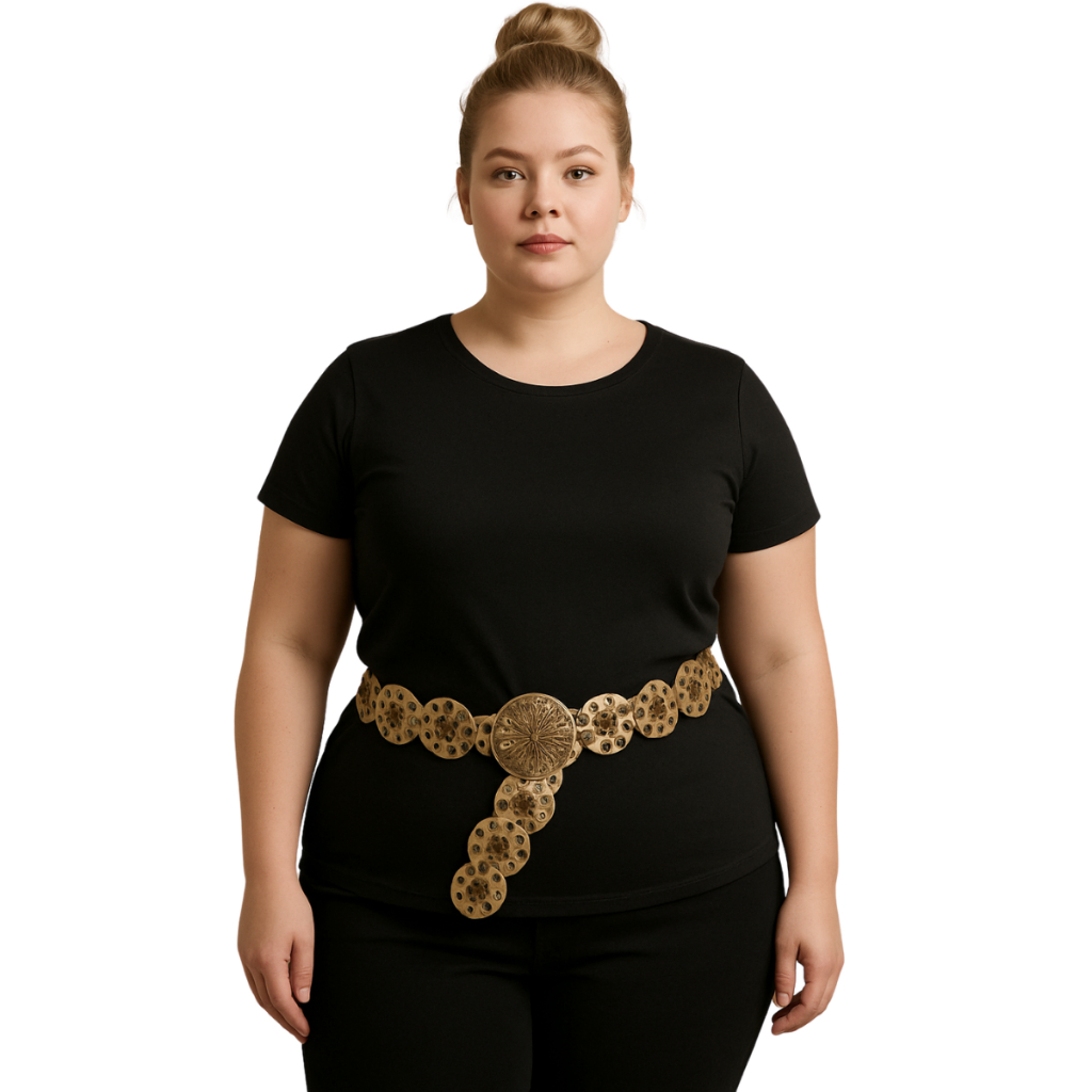 Cinto Fivela Country Boho Chic Rodeio Feminino Elegante Soltinho Fivela Redonda Modinha Festa