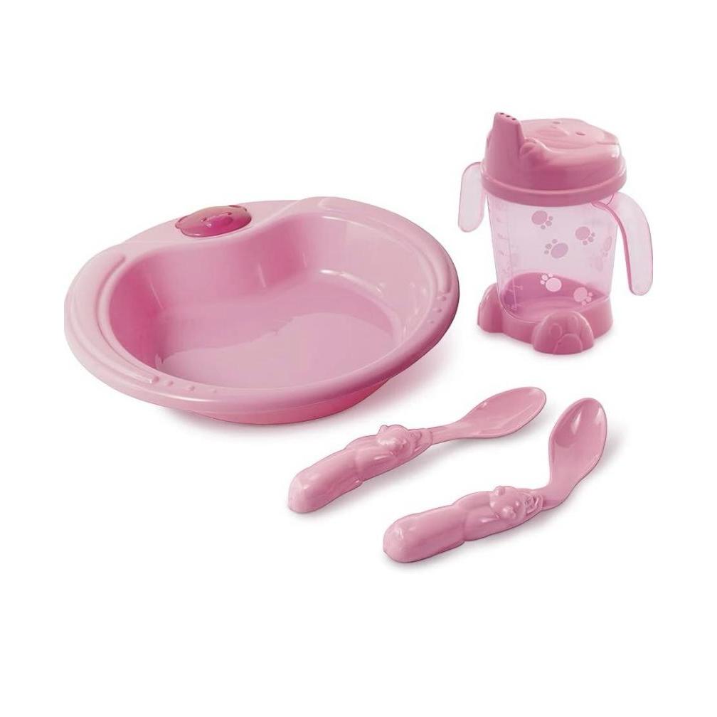 KIT ALIMENTAÇÃO REFEIÇÃO  INFANTIL 4 ITENS COPO TALHERES E PRATO ADOLETA