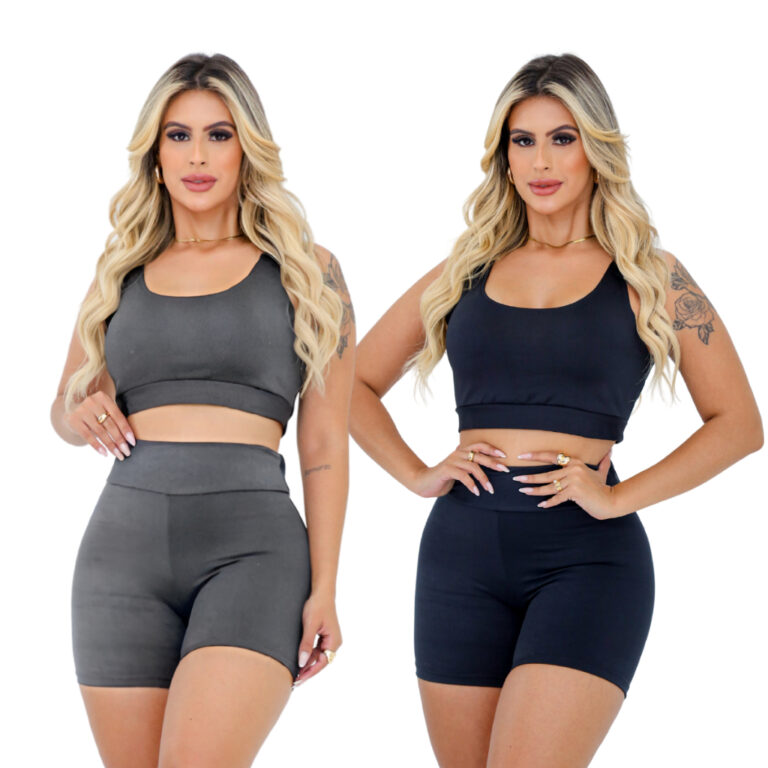 Kit 2 Conjuntos Short E Top Roupas Para Academia A