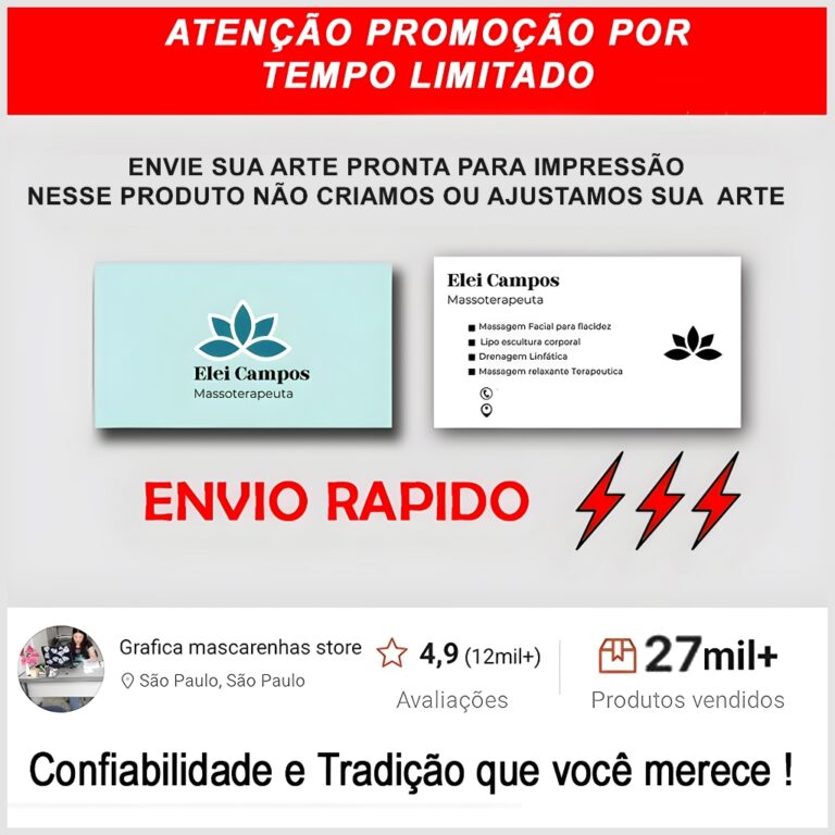 Cartão de Visitas 1.000 und. ( Evie sua Arte para