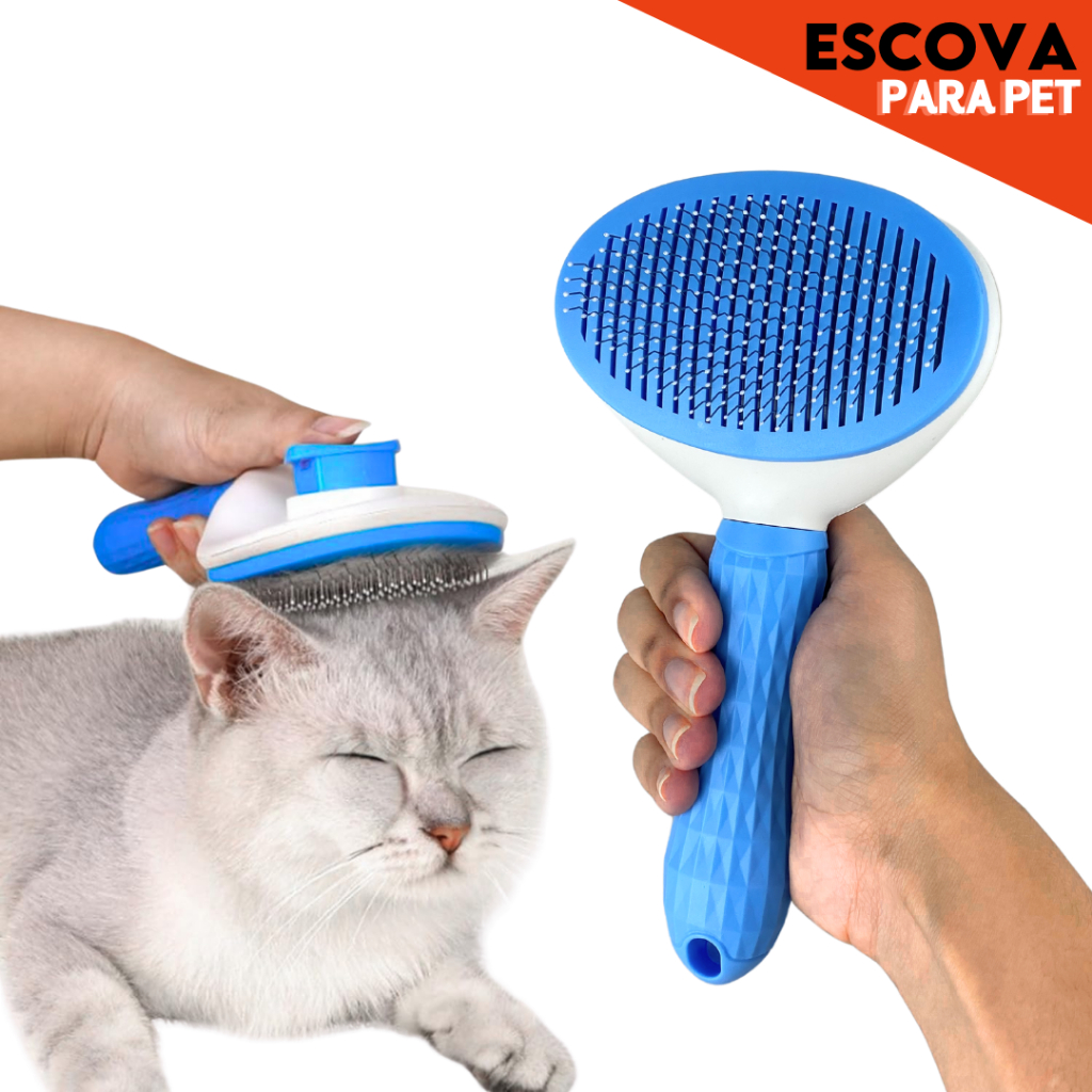 Escova Anti-Pelo para Gatos e Cães  Remove Pelos Soltos + Massageia com Conforto – SHEFA