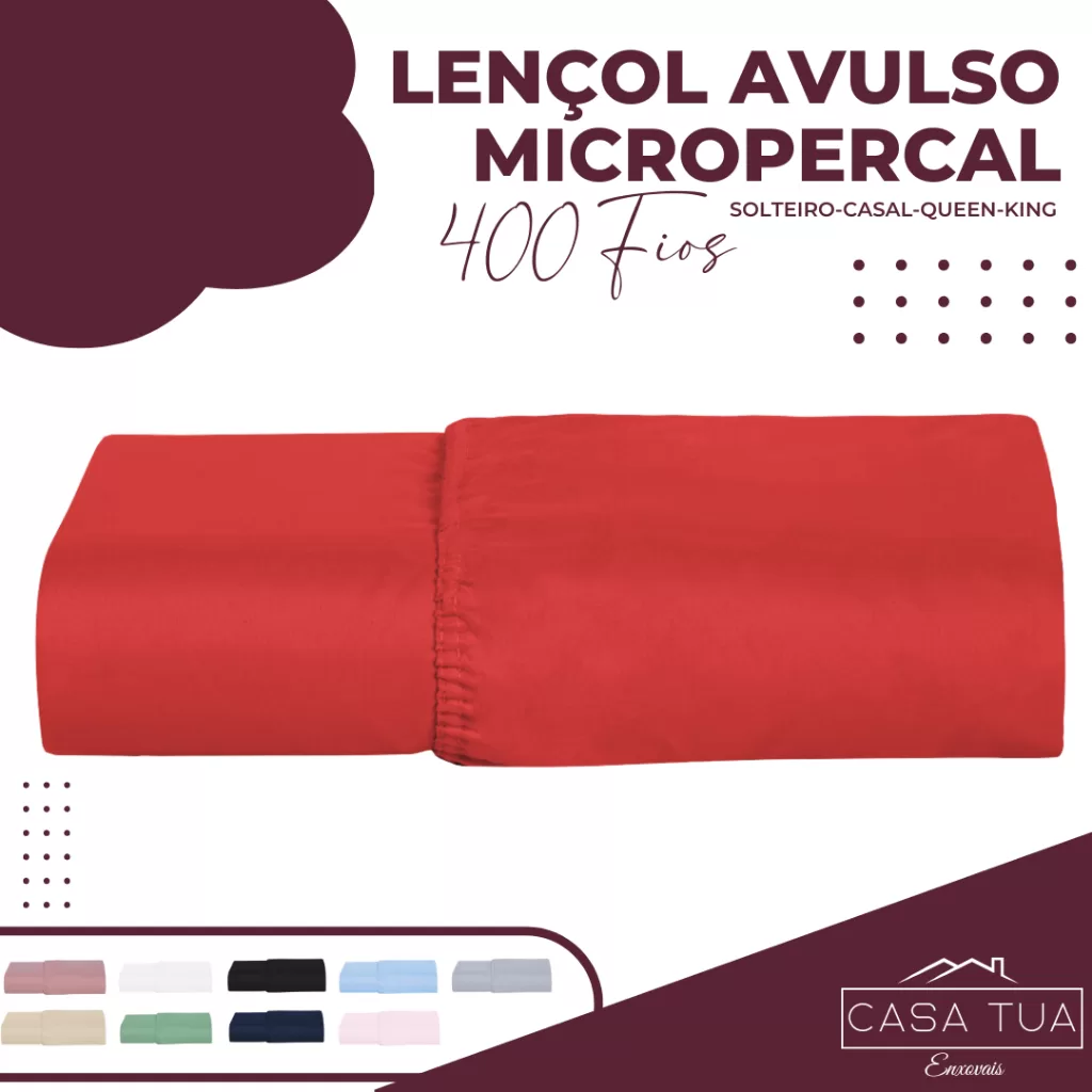 Lençol com Elástico Avulso Micropercal 400 Fios Acetinado Toque Macio – NOVIDADE