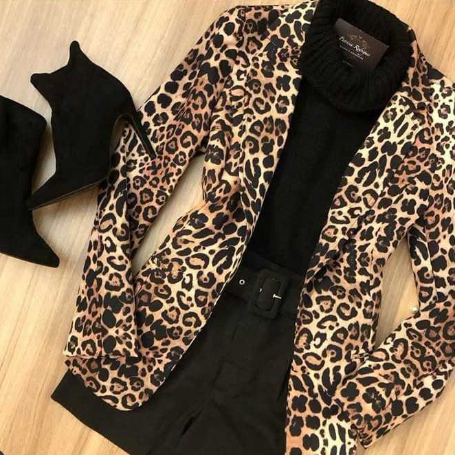 blazer casaquinho estampado animal print P M G GG