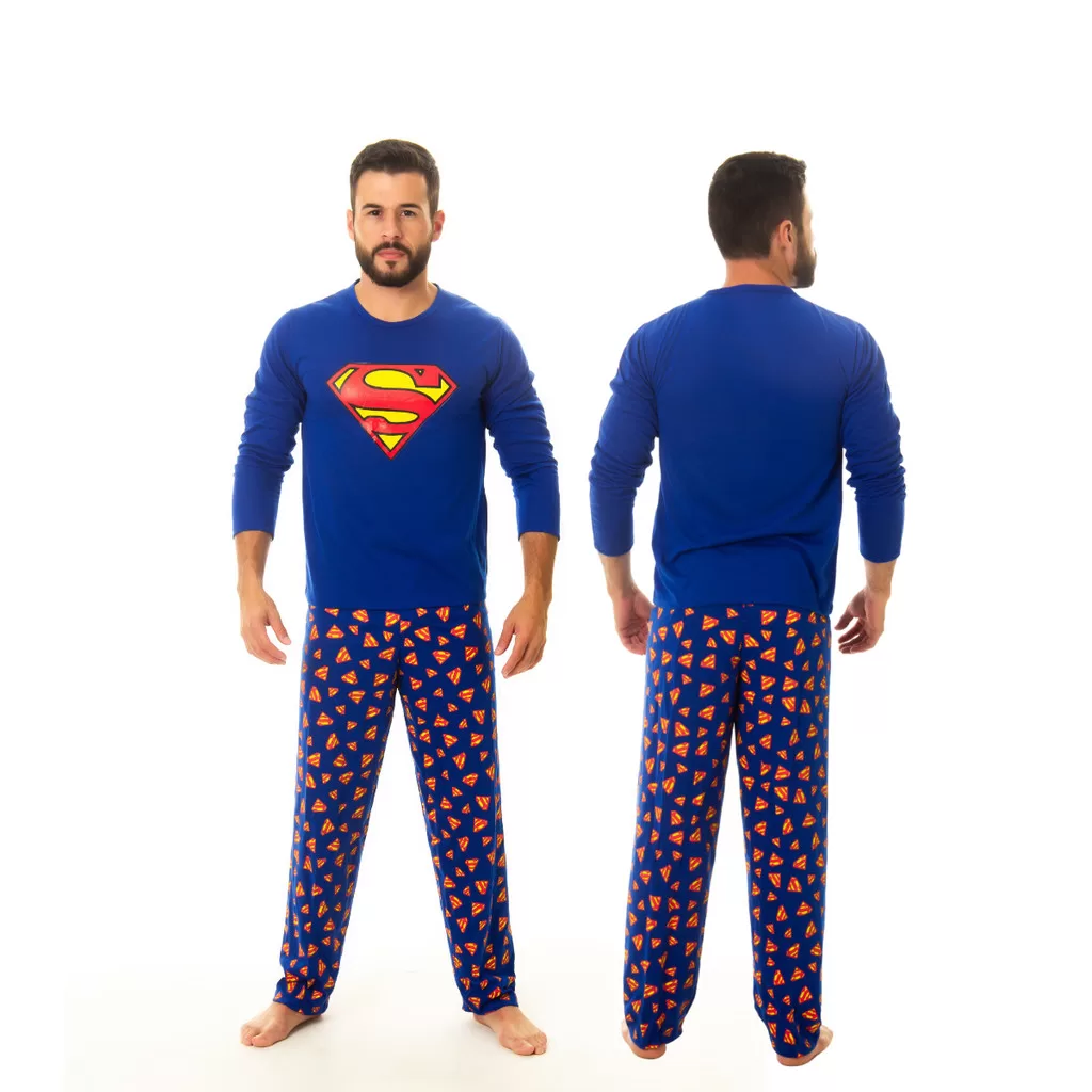 Pijama Masculino Manga Comprida Estampado Confortável Algodão