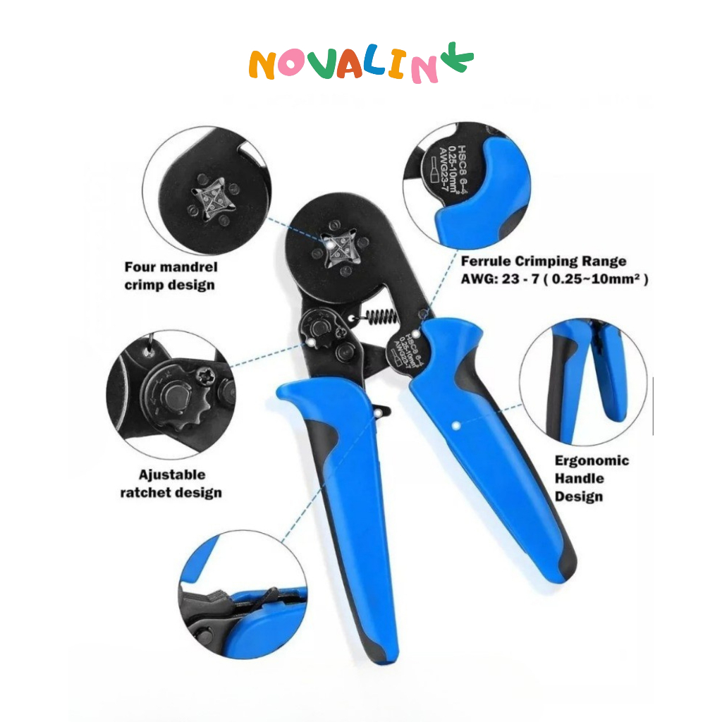 Alicate Crimpar Prensa Terminal Ilhós Tubular 0,25mm²Até10mm²