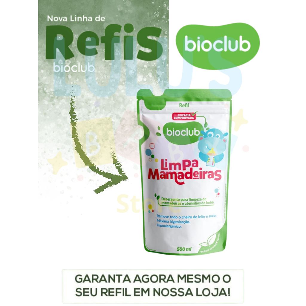 Refil Limpa Mamadeiras Bioclub 500ml – Detergente Líquido Desengordurante, Produto Orgânico e Vegano