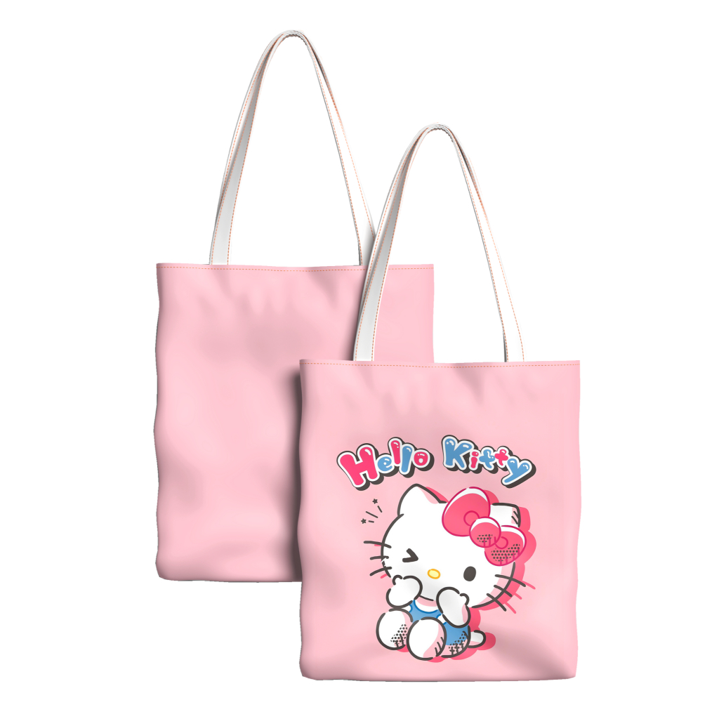 Ecobag Sanrio Personagens Hello Kit, Kuromi, My Melody, Badtz, Chococat, Cinnamoroll, Keroppi, Pompo