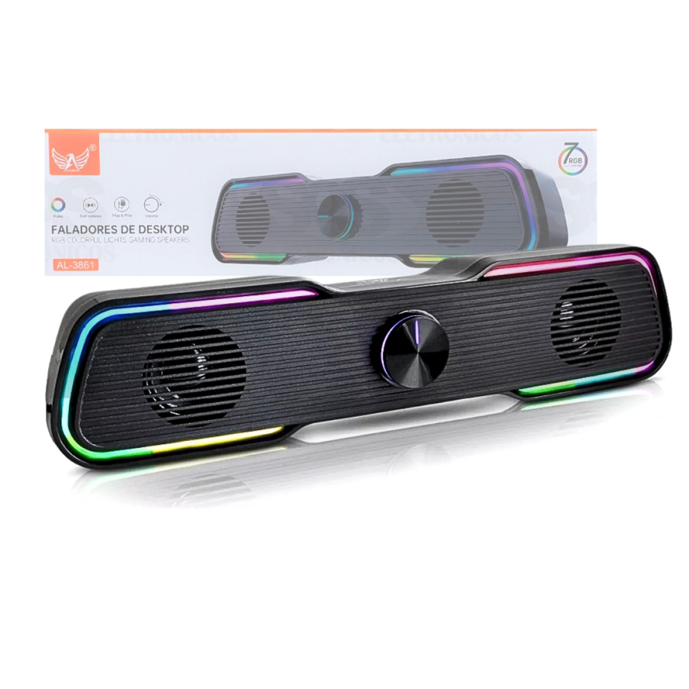 Soundbar Gamer Bluetooth RGB: Som Estéreo para PC e TV