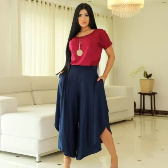 Calça Saia Godê Feminina Calça em Viscolycra Pr