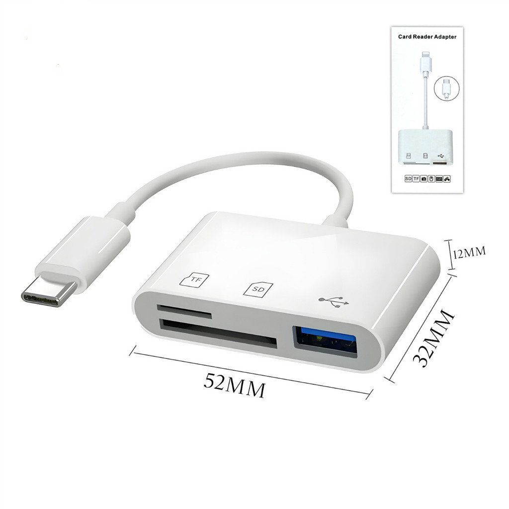 Adaptador Tipo-C USBC e Leitor de Cartão SD, TF E USB