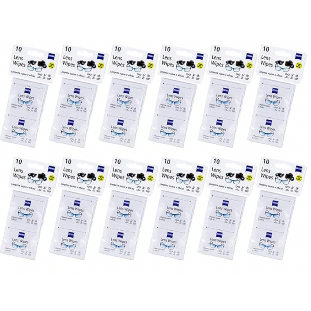 Lens Wipes Zeiss Leve 120 Pague 100 Unidades Lenços Umedecido Limpa Lentes Óculos Celular Telas