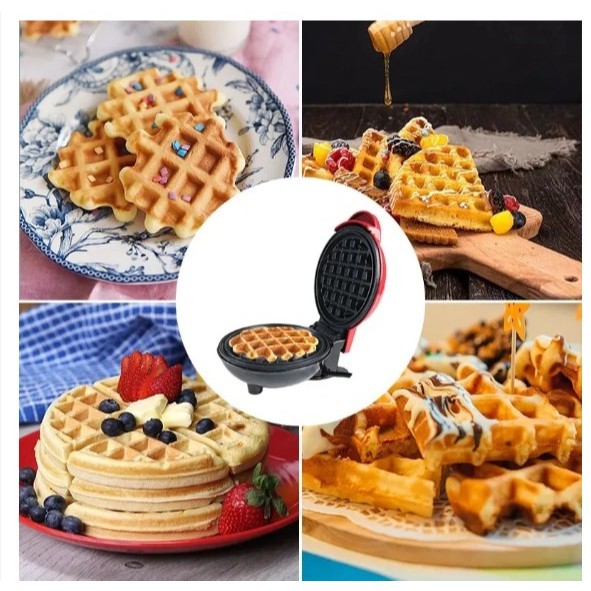 Mini Máquina de Waffles Elétrica Portátil Casa 