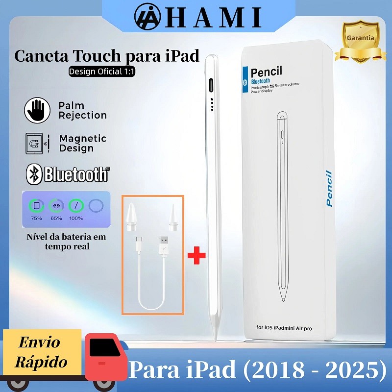 Caneta Touch 2. Geração para iPad( 2018-2025 ) Alta Precisão, Palm Rejection, Sensível à Pressão