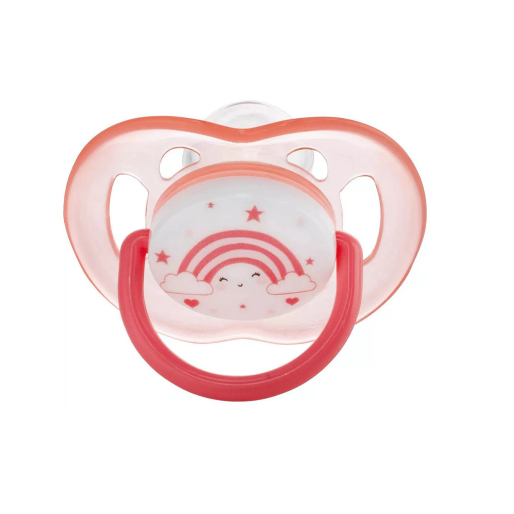 Chupeta Bebe Bico Macio Flexível Silicone Anatômico Baby Plasútil ARCO-IRIS Tamanho 2