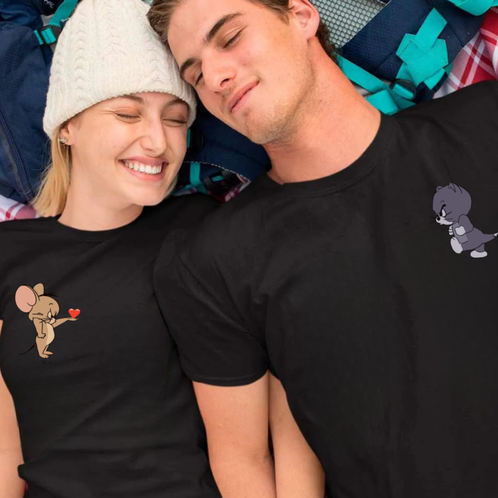 Kit Casal Camiseta Tom e Jerry -100% Algodão