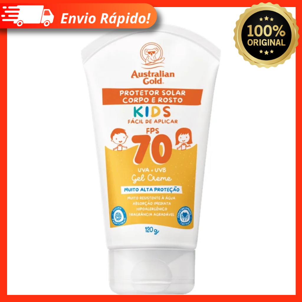 Protetor Solar Facial Corporal Infantil FPS 70 Gel Creme 120g – Australian Gold Kids