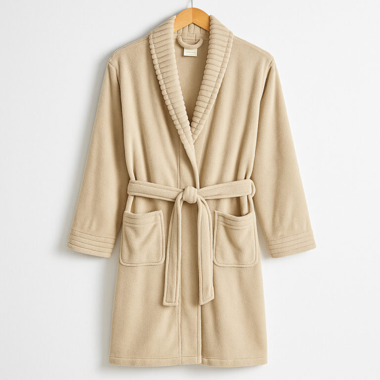 Roupao Feminino De Banho Fleece Com Gola Canelada 