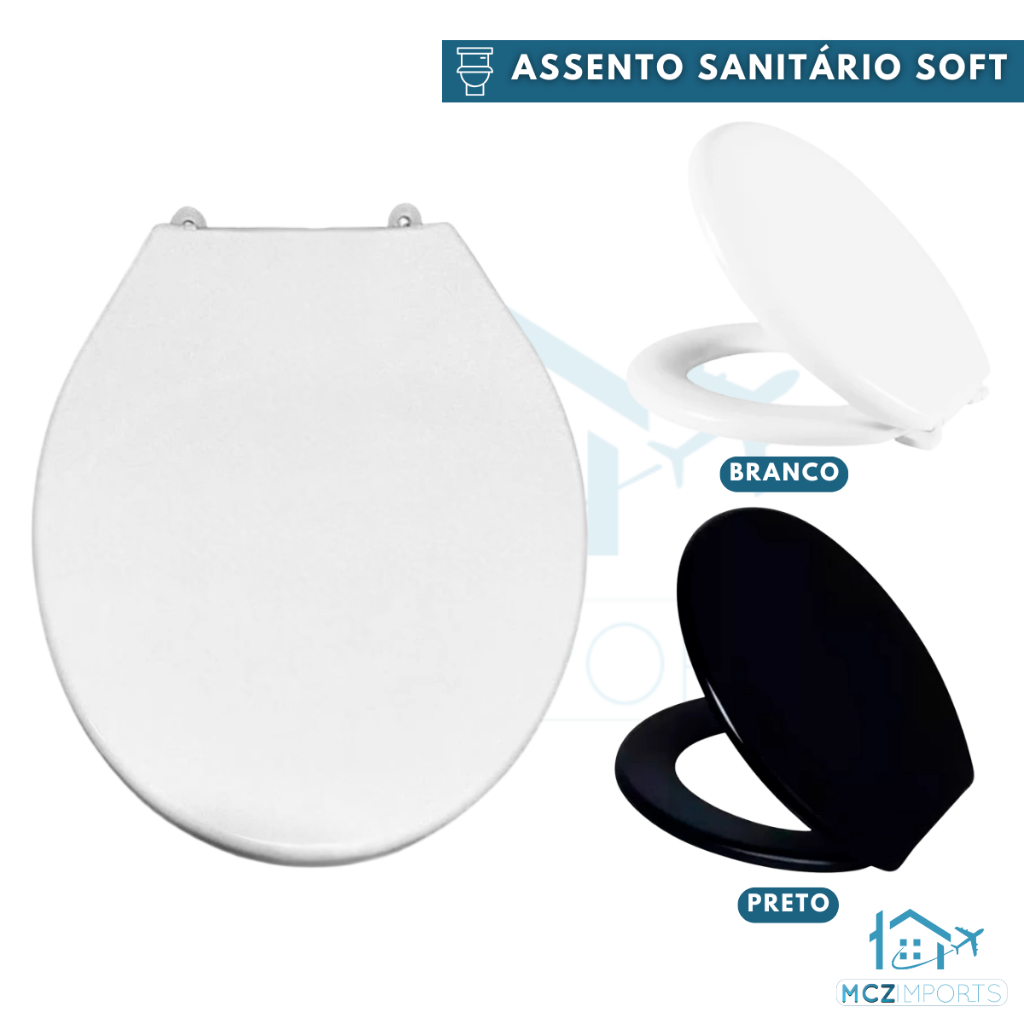 Assento Sanitário PREMIUM Universal Tampa Privada Banheiro Branco ou Preto