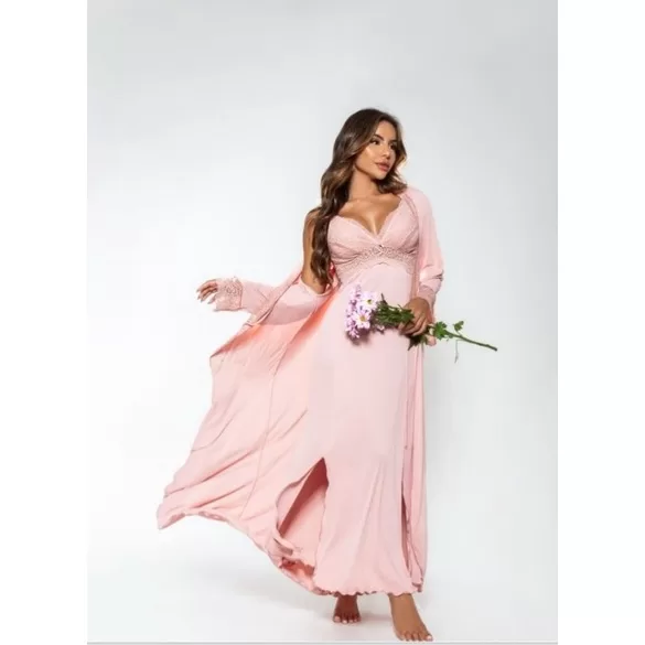 kit conjunto camisola longa e robe amamentação c