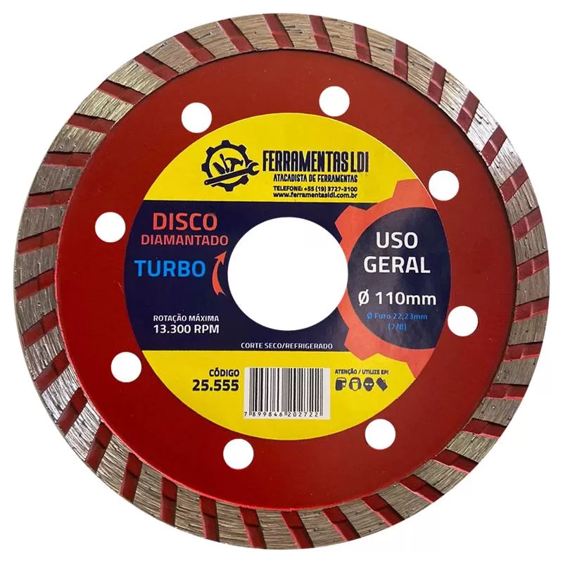 Disco Diamantado Turbo 4 Polegadas 110mm Furo 22,23mm