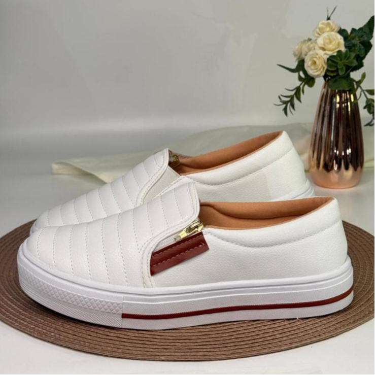 Tênis Feminino Branco Sapatênis Sapatilha Slip O