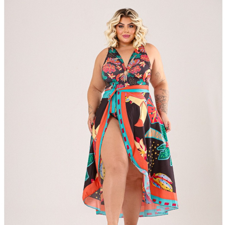 Conjunto Body  Maiô Engana Mamãe com Pareô Saí