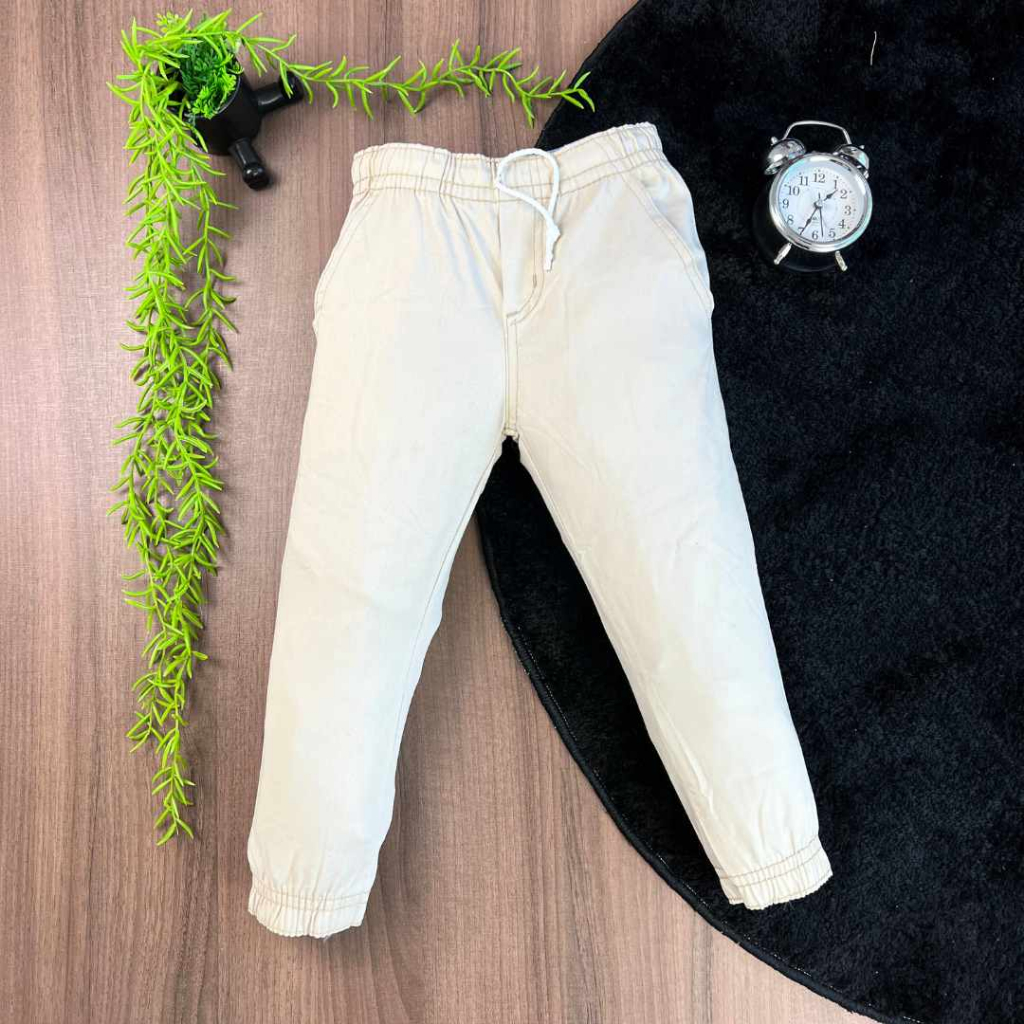 Calça Jogger bege infantil masculina juvenil da moda 2 ao 16