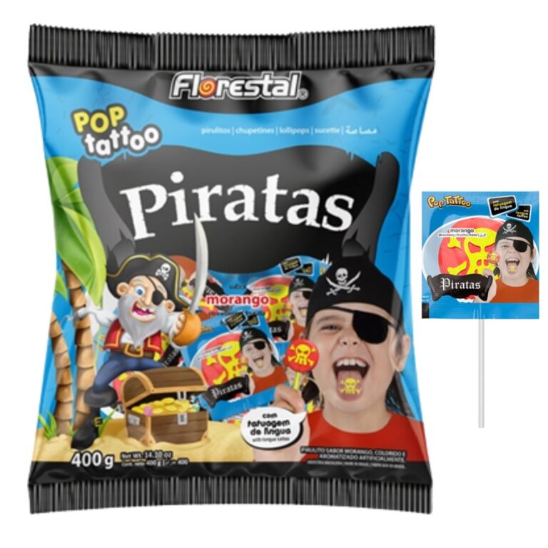 Pirulito Pop Tattoo Piratas 400g – Florestal