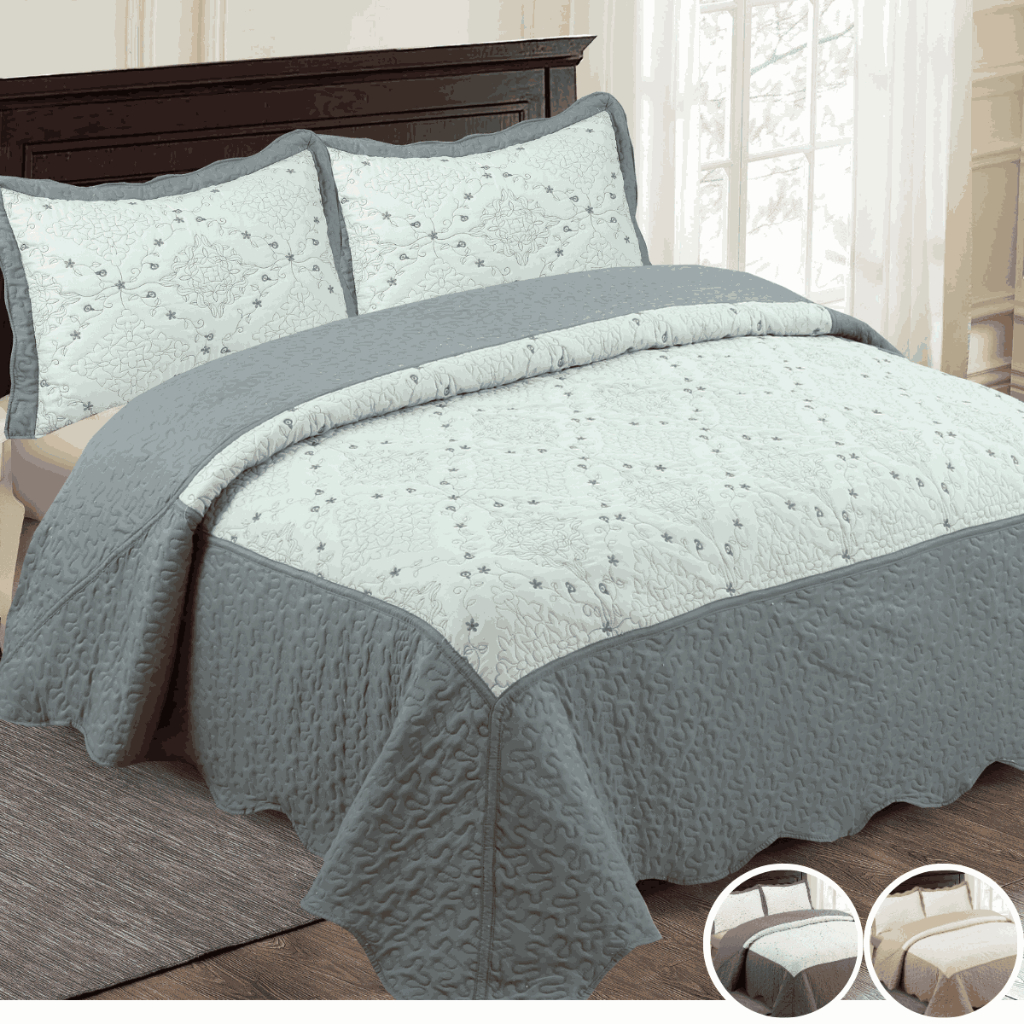 Colcha Cobre Leito Casal Kit 3 Peças Bordada Matelada Premium Alta Qualidade Decoração Cama
