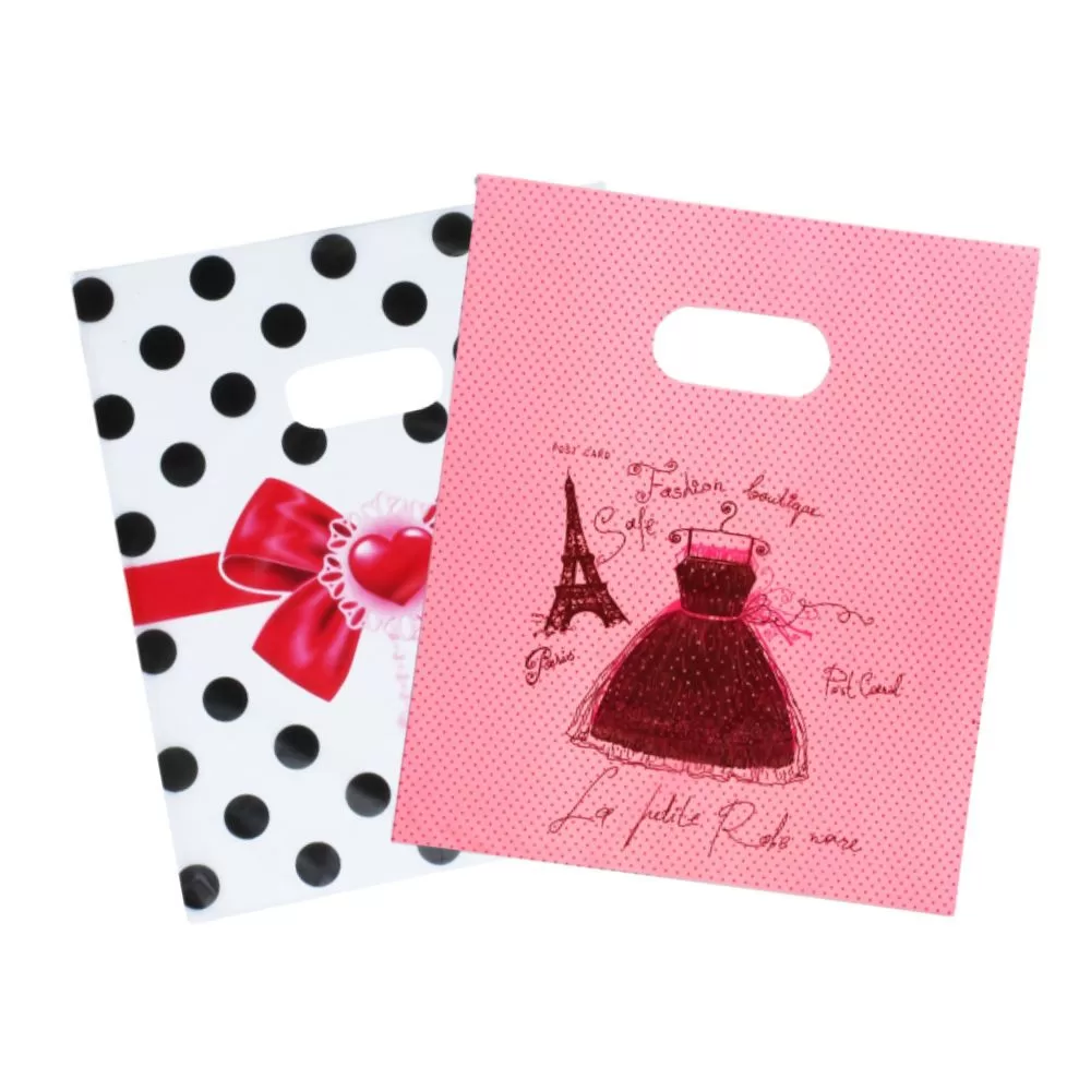 Kit 100 sacolas Plástica Alça vazada 30×40 Estampada vários modelos