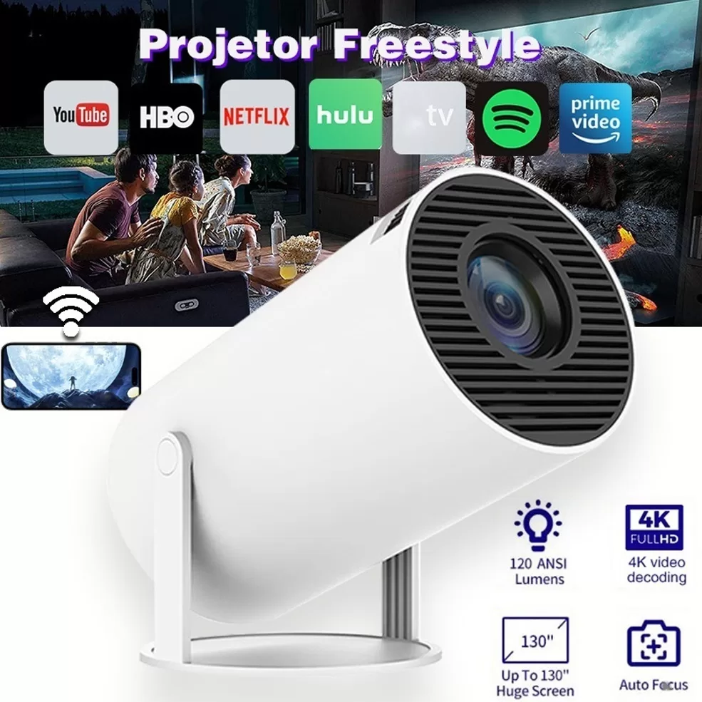 Projetor Wi-fi lançamento Portátil com Android HDMI Smart Cinema H300 4k HD TOP