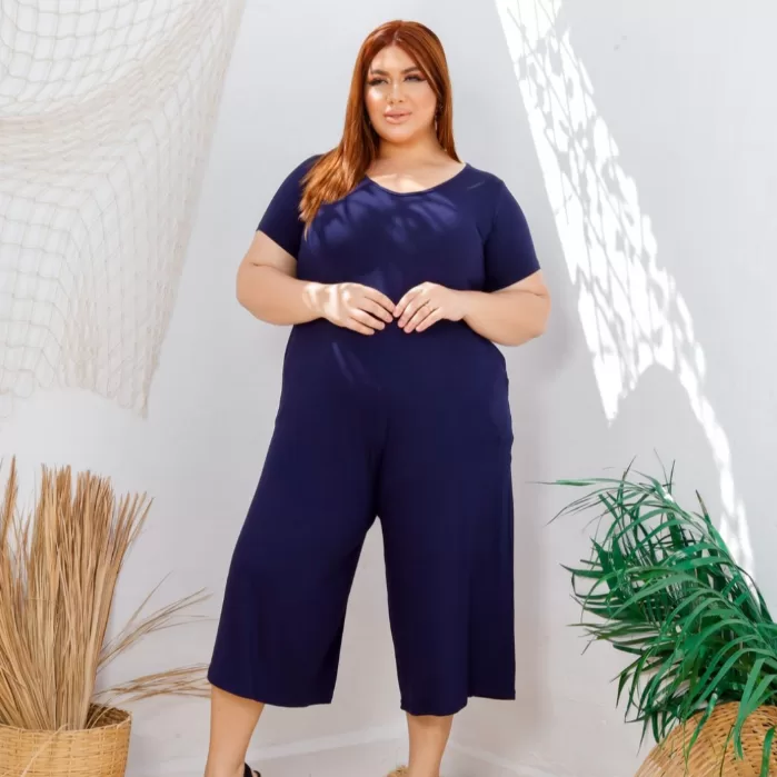 Macacão Pantacourt Plus Size Feminino Soltinho Mo